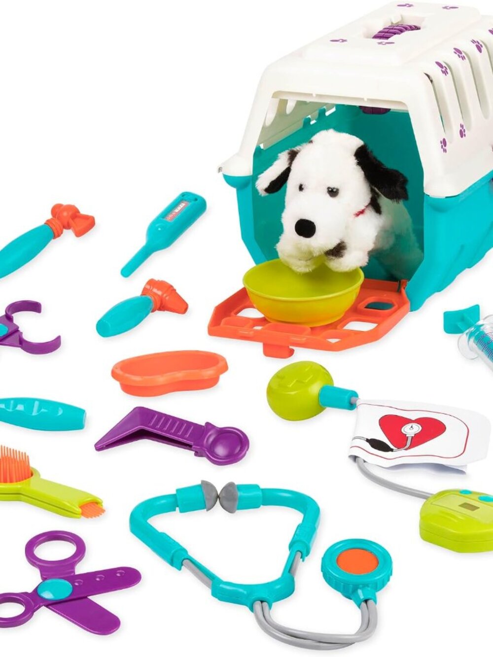 Veterinarian Toy Set, 15-Piece Dalmatian Puppy Carrier Play, Playset